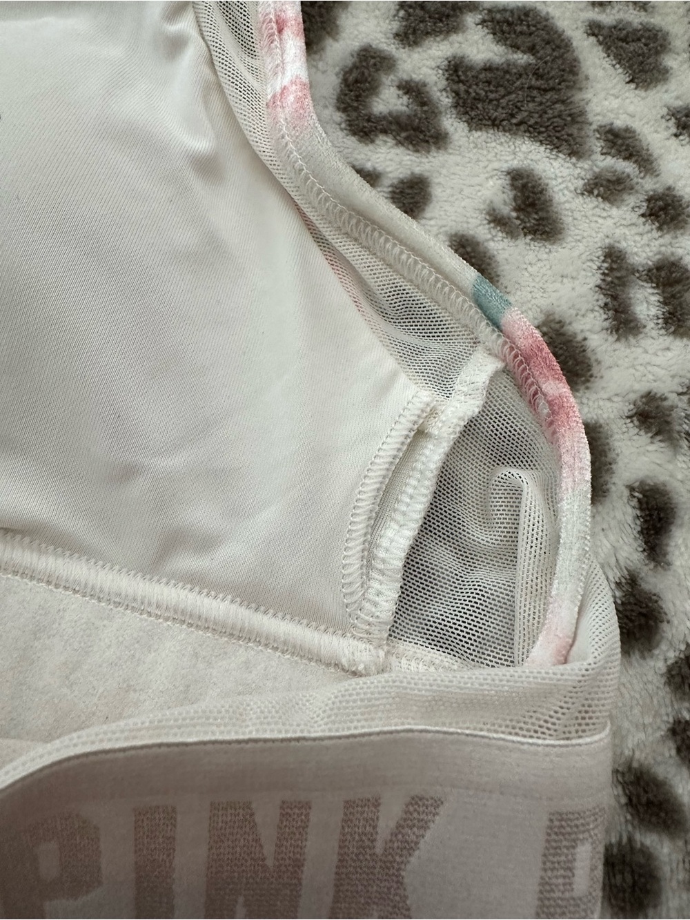PINK Sport Victoria’s Secret Velvet Ultimately Lightly Lined Bra Cream Floral S - Picture 9 of 17